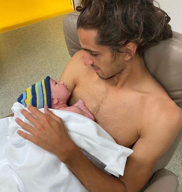 Jean-Roch Herbert's son, Pierre-Hugues Herbert with his newborn baby boy.